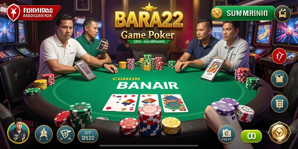 Tampilan seru dari gameplay Poker di BARA22.