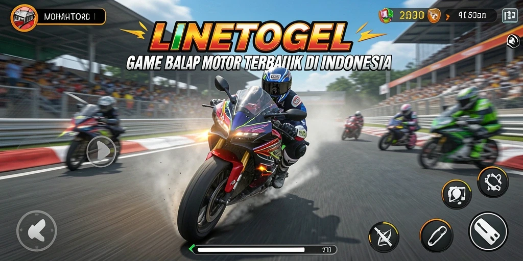 Tangkapan layar gameplay <strong>LINETOGEL</strong> menampilkan aksi balap motor yang seru dan mendebarkan.