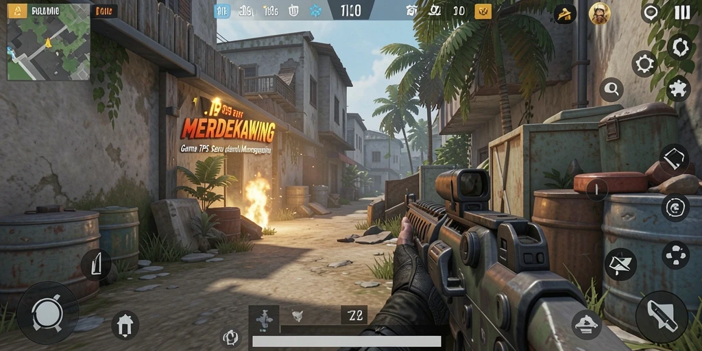 Tampilan gameplay MERDEKAWING yang mendebarkan dan penuh aksi.