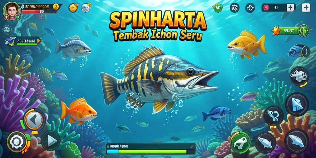 Tangkapan layar utama menunjukkan aksi tembak ikan yang seru.