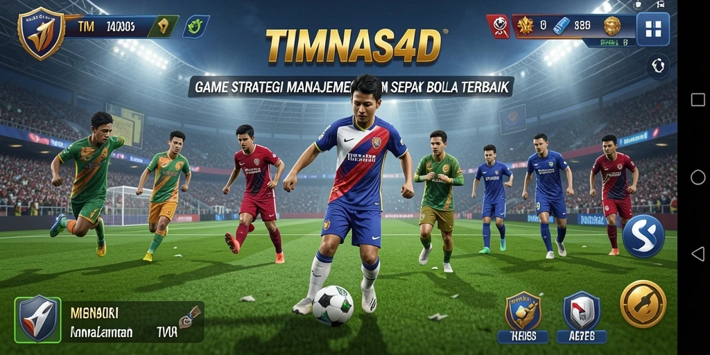 Screenshot gameplay TIMNAS4D menampilkan pertempuran seru di lapangan.