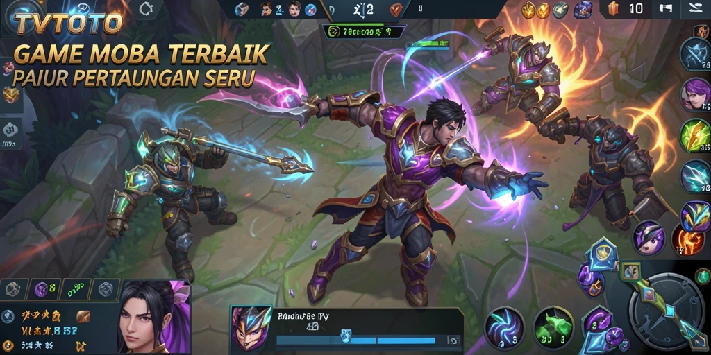 Tampilan gameplay seru dari TVTOTO dalam pertarungan MOBA.